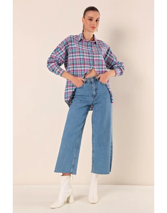 3900 Oversize Uzun Basic Gömlek - A. Kiremit