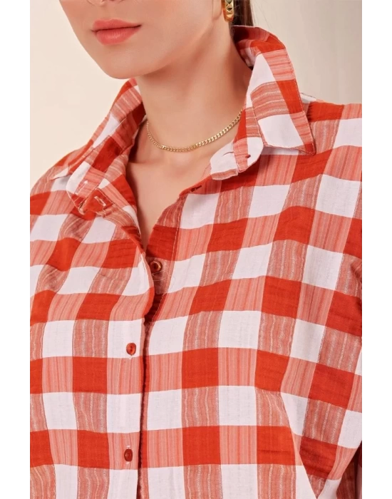 3900 Oversize Uzun Basic Gömlek - Taba
