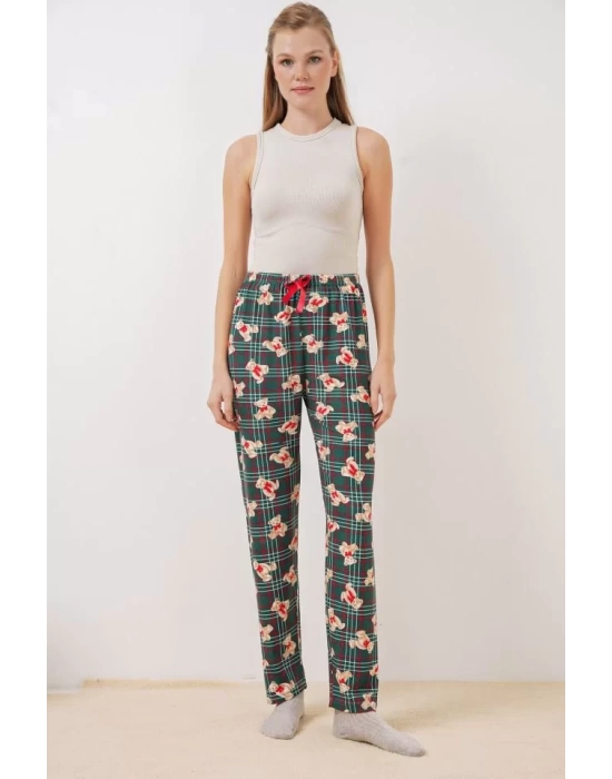 4323 Desenli Pijama Altı - Zümrüt Yeşili