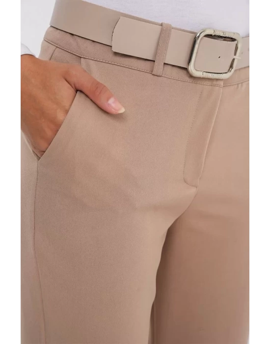 6538 Kemerli İspanyol Paça Pantolon - Bej