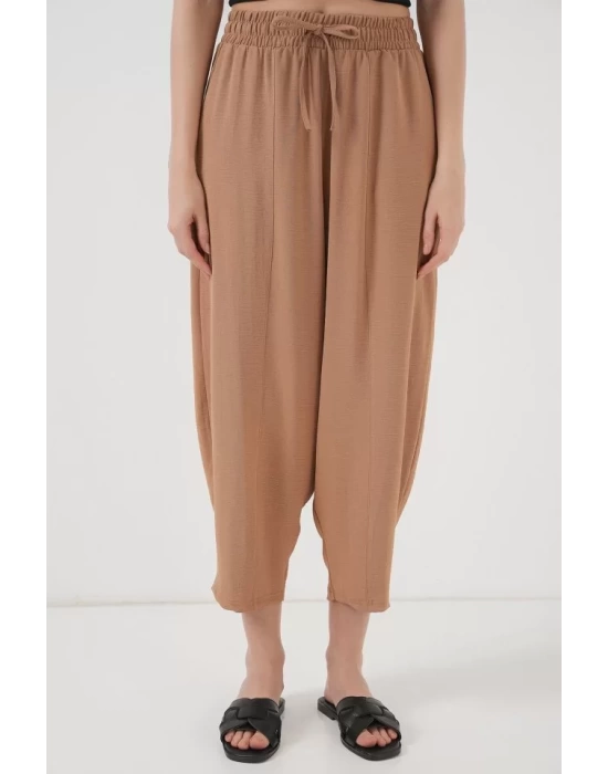 6591 Dokuma Şalvar Pantolon - Camel