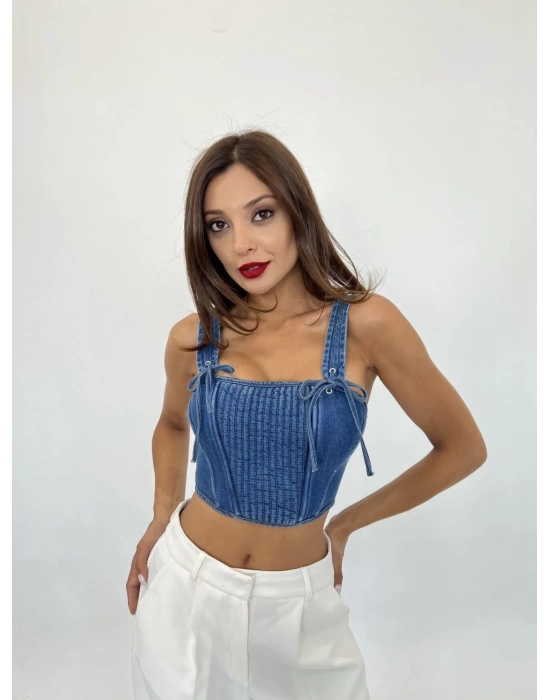6987 KOT BLUZ-MAVİ