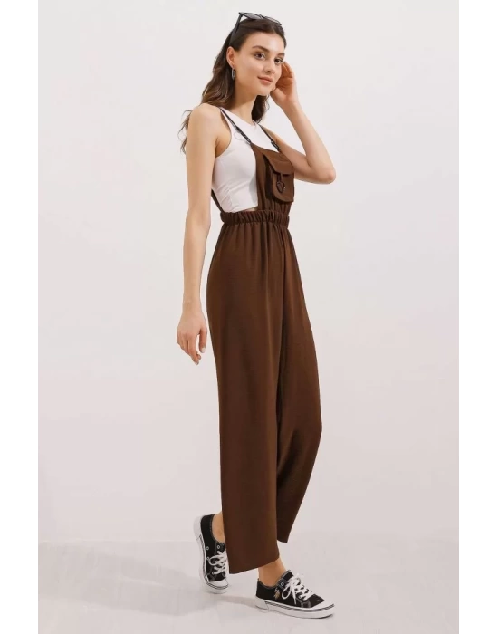 7023 Askılı Bahçıvan Tulum - Kahverengi