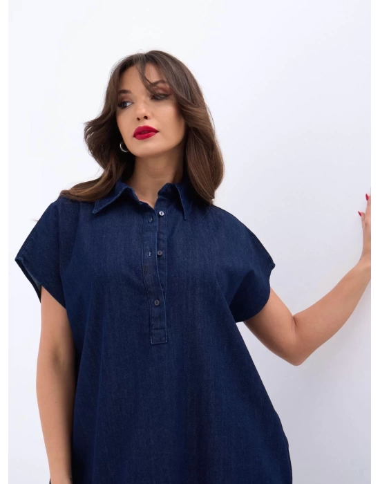 7348 KOT ELBİSE-MAVİ