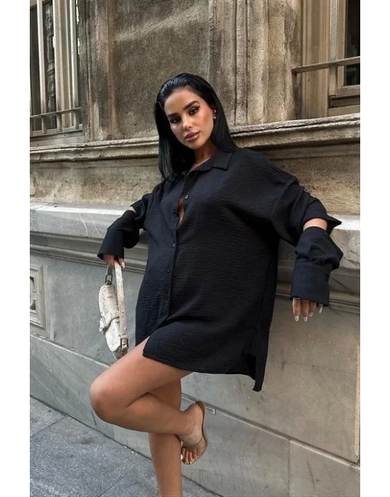 Alina Kol Cut Out Keten Gömlek 3252-08
