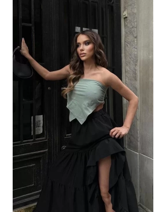 Audrey Fıfrlı Yırtmaç Detay Etek 4037
