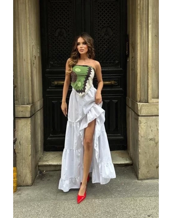 Audrey Fıfrlı Yırtmaç Detay Etek 4037