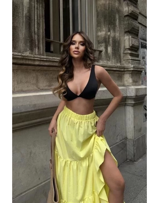 Audrey Fıfrlı Yırtmaç Detay Etek 4037