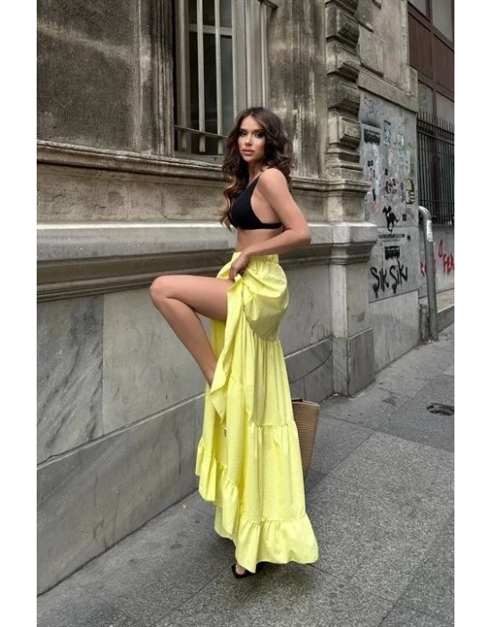 Audrey Fıfrlı Yırtmaç Detay Etek 4037