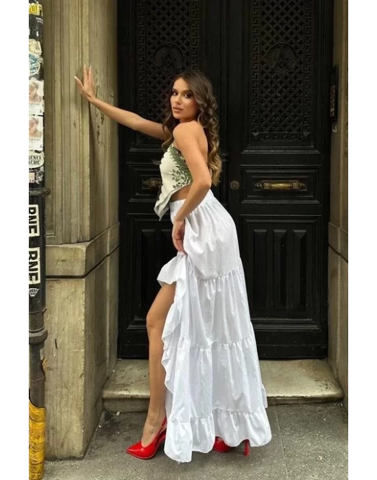 Audrey Fıfrlı Yırtmaç Detay Etek 4037