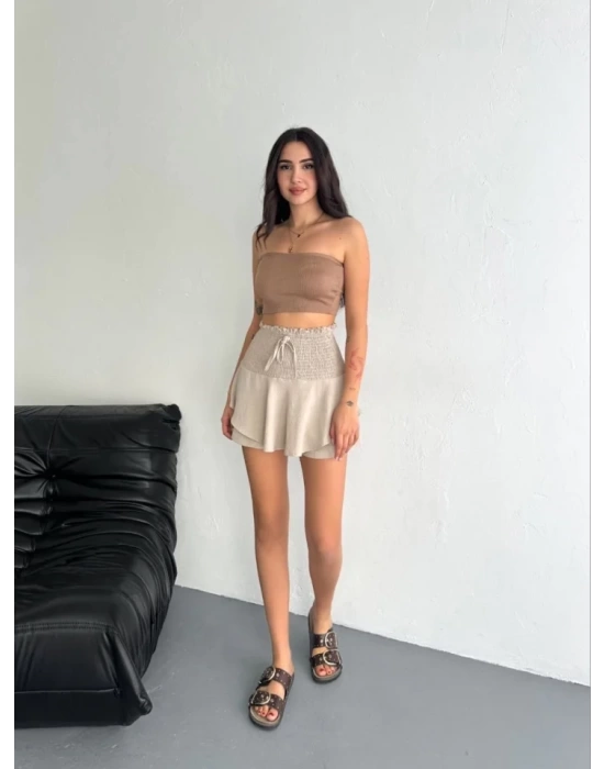 Ayrobin Şortlu Etek - Bej