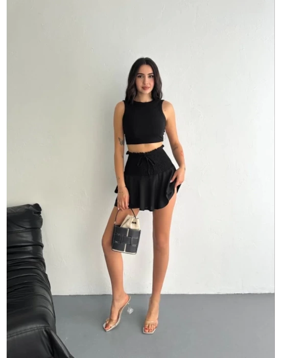 Ayrobin Şortlu Etek - Siyah