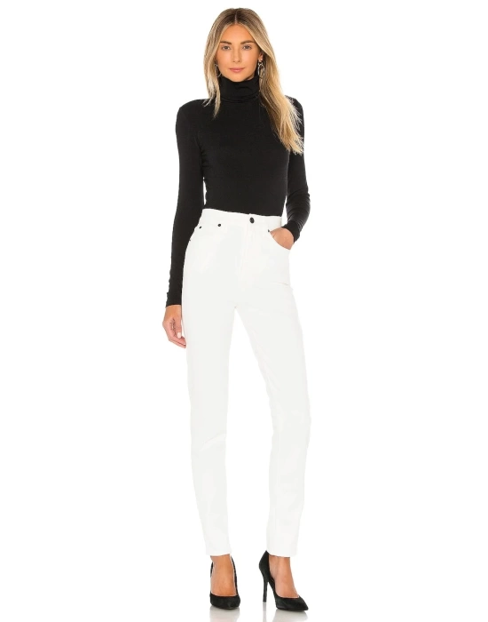 bysoca Kadın Siyah Balıkçı Yaka Uzun Kollu Vücudu Saran Basic Bodysuit