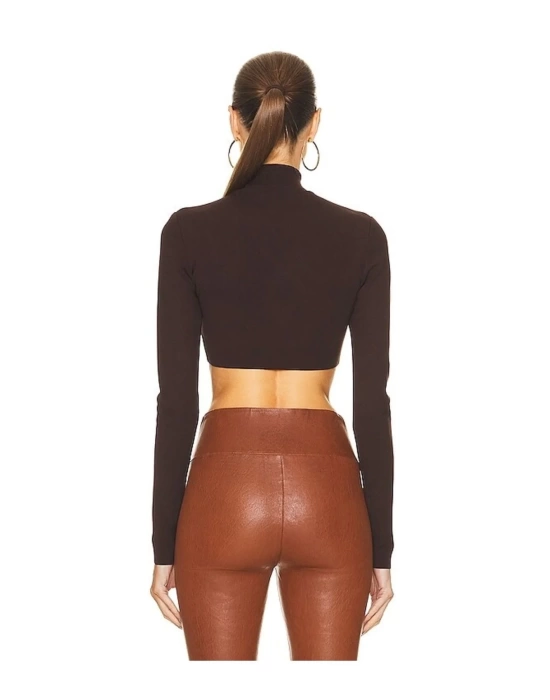 Balıkçı Yaka Uzun Kollu Crop Top
