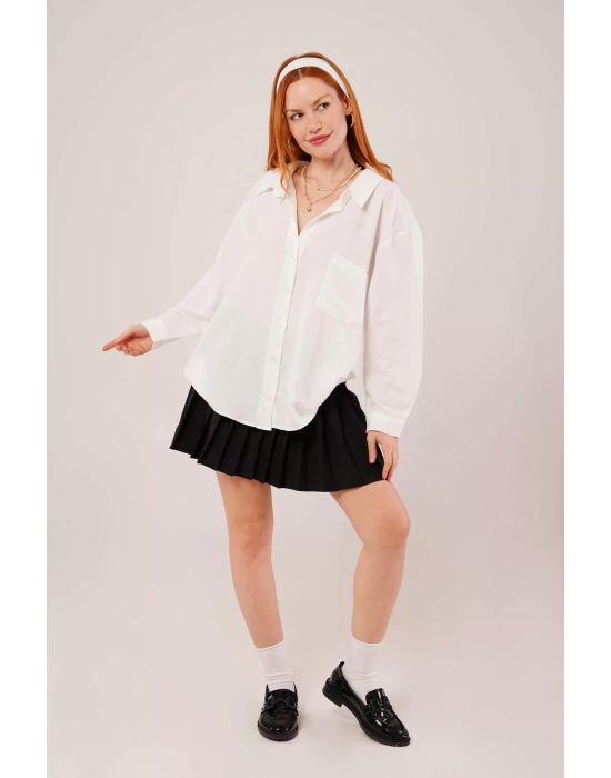 Basic Oversize Beyaz Gömlek