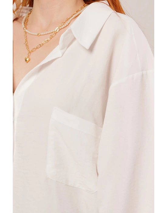 Basic Oversize Beyaz Gömlek