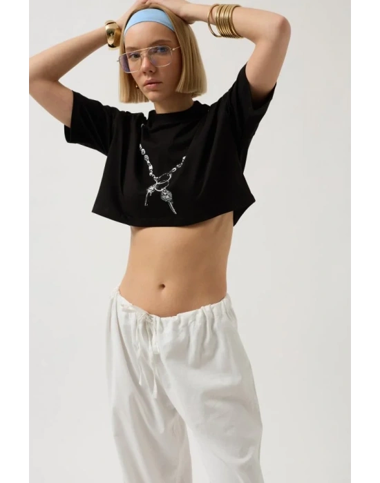 Baskılı Crop T-Shirt