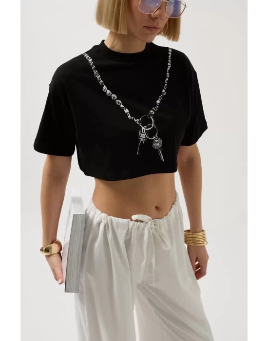 Baskılı Crop T-Shirt