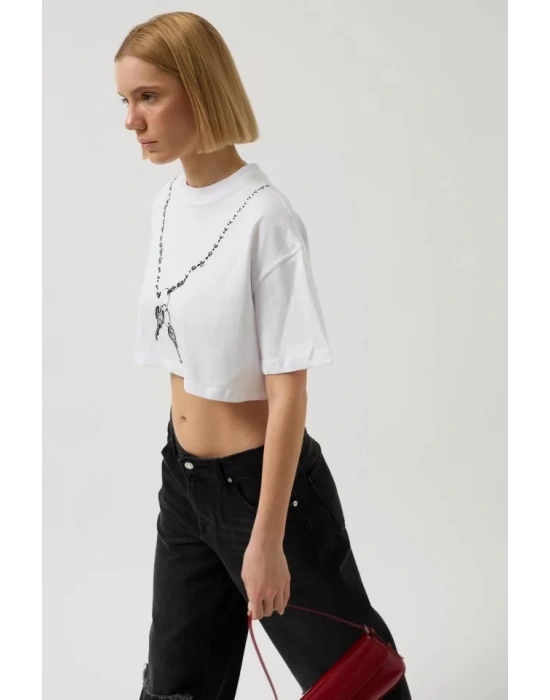 Baskılı Crop T-Shirt