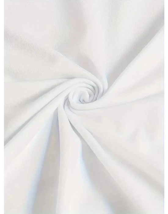 Baskılı Oversize Bisiklet Yaka T-shirt - Beyaz
