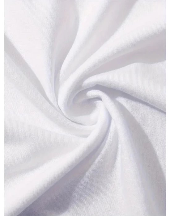 Baskılı Oversize Bisiklet Yaka T-shirt - Beyaz
