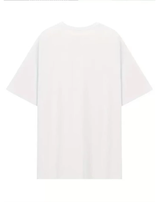 Baskılı Oversize Bisiklet Yaka T-shirt - Beyaz