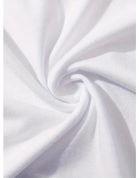 Baskılı Oversize Bisiklet Yaka T-shirt - Beyaz