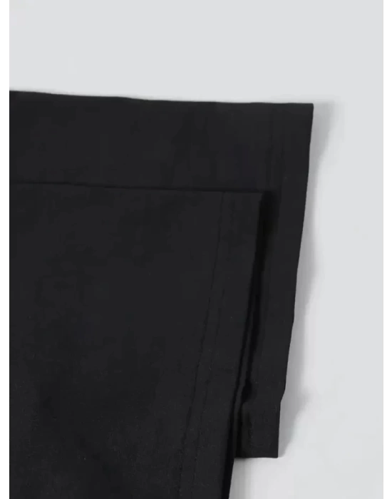 Baskılı Oversize Bisiklet Yaka T-shirt - Siyah