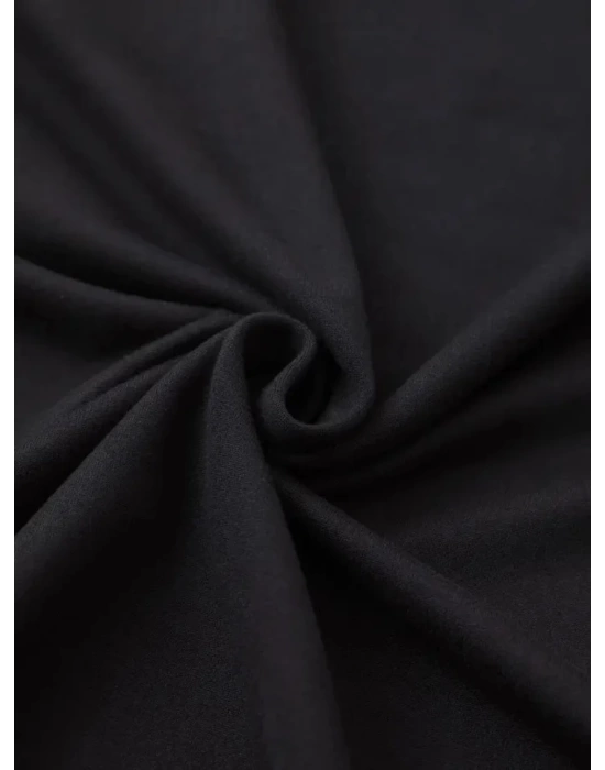 Baskılı Oversize Bisiklet Yaka T-shirt - Siyah