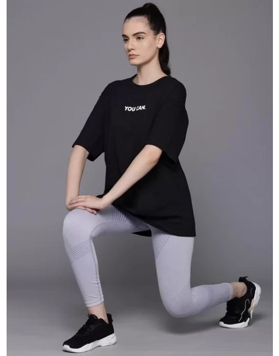 Baskılı Oversize T-shirt - Siyah