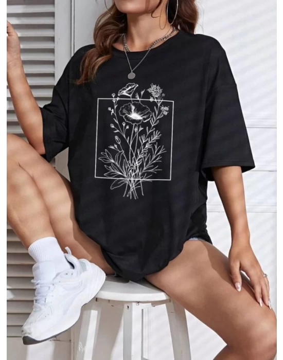 Baskılı T-shirt - Siyah
