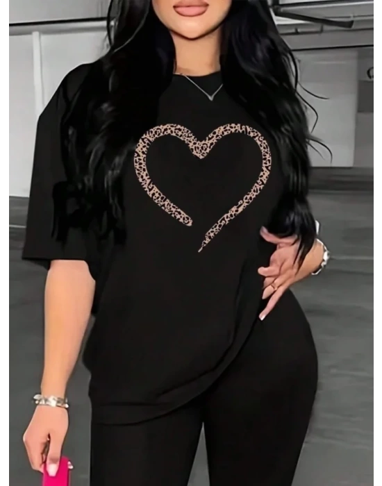 Baskılı T-shirt - Siyah
