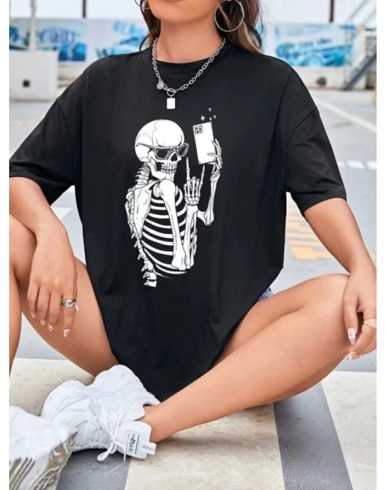 Baskılı T-shirt - Siyah