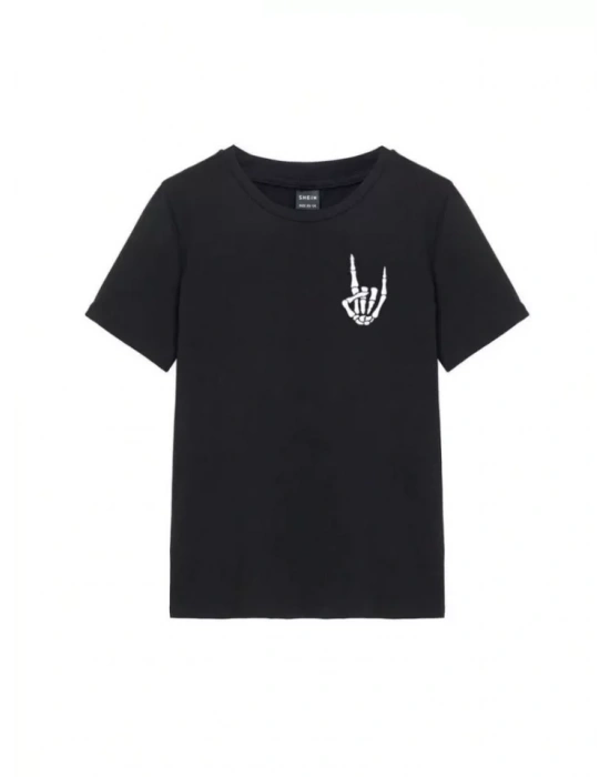 Baskılı T-shirt - Siyah