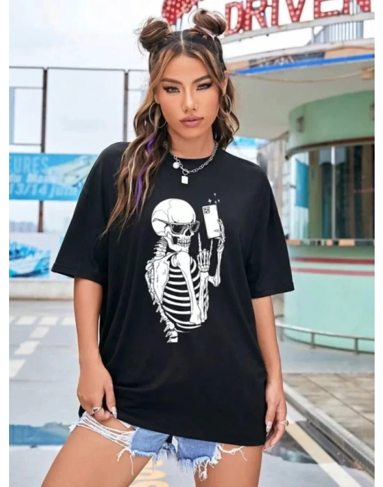 Baskılı T-shirt - Siyah