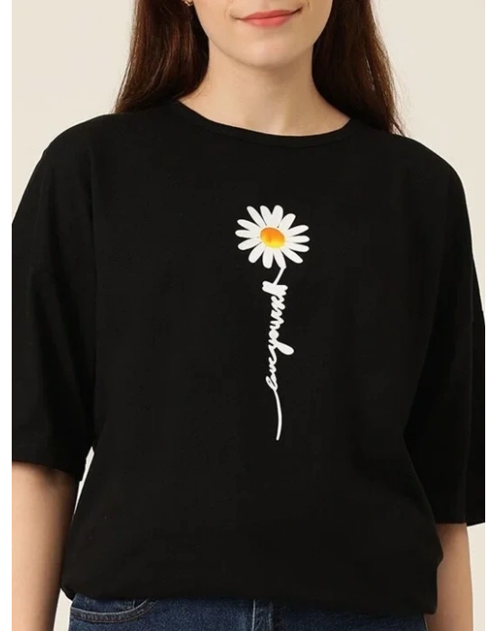 Baskılı T-shirt - Siyah