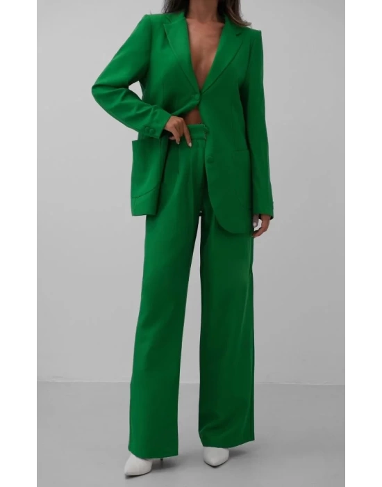 Bel Katlamalı Pantolon Blazer Ceket Takım