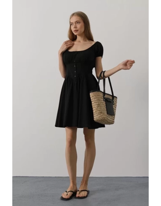 Beli Korseli Mini Elbise - Beyaz