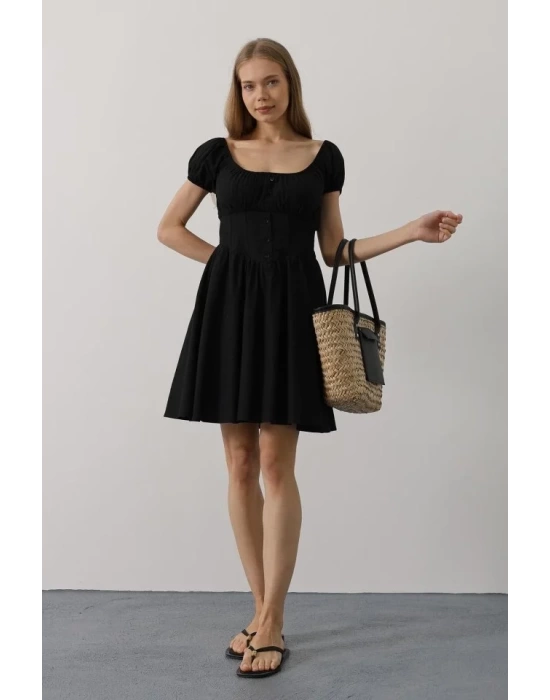 Beli Korseli Mini Elbise - Beyaz