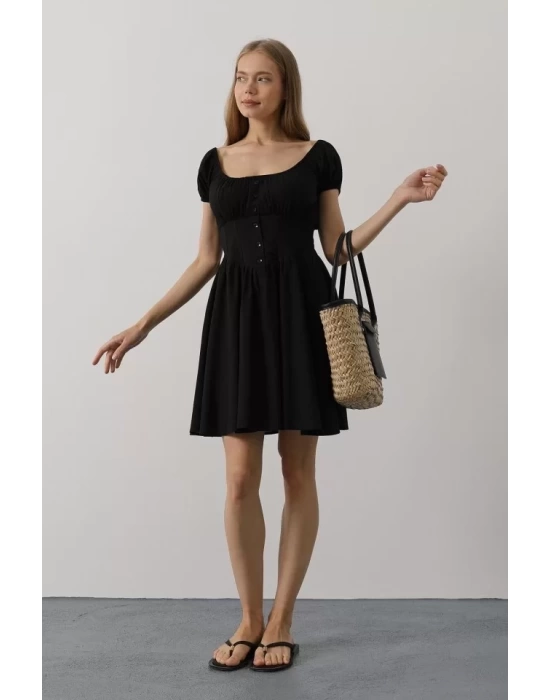 Beli Korseli Mini Elbise - Beyaz