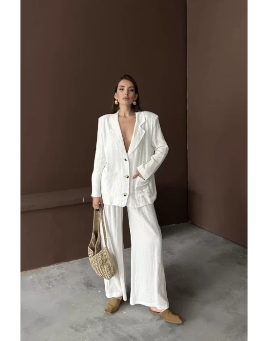 Beyaz Oversize Müslin Takım