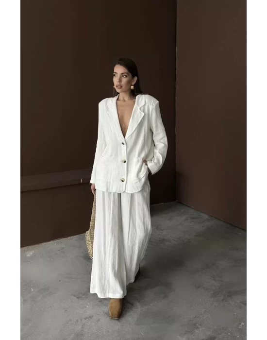 Beyaz Oversize Müslin Takım