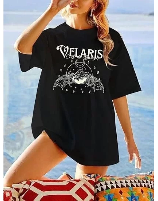 Bisiklet Yaka Baskılı T-shirt - Siyah
