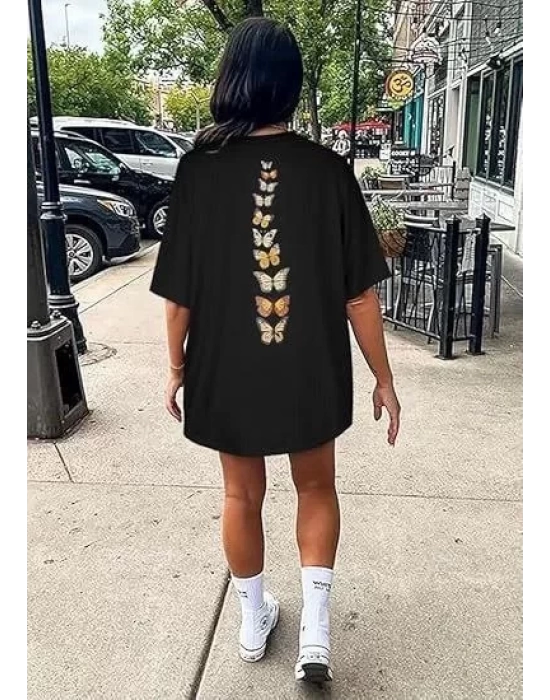 Bisiklet Yaka Baskılı T-shirt - Siyah