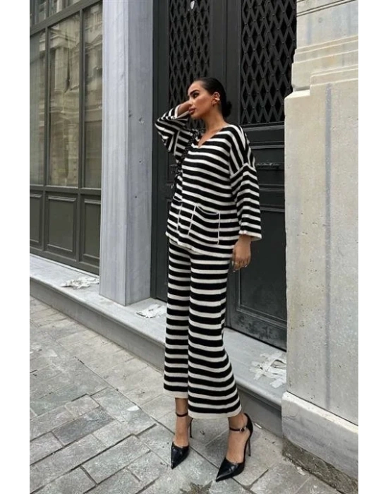 Candy Çizgili Straight Fit Pantolon Takım 9705-015