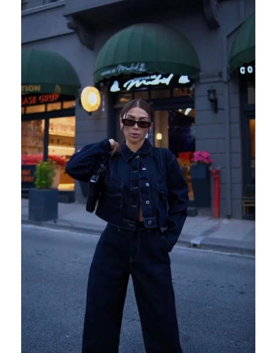 Denim Jeans Kot Takım - Siyah