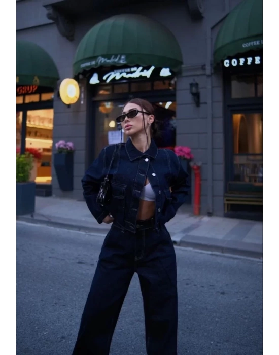 Denim Jeans Kot Takım - Siyah