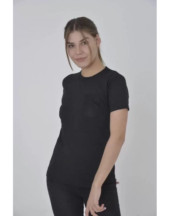 File Cepli Slim Fit T-shirt - Siyah