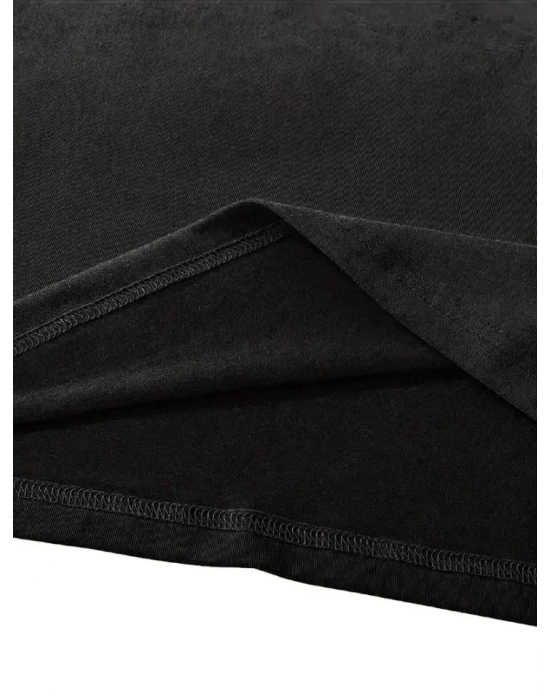 Fiyonk Baskılı Siyah Oversize Unisex T-shirt- Siyah