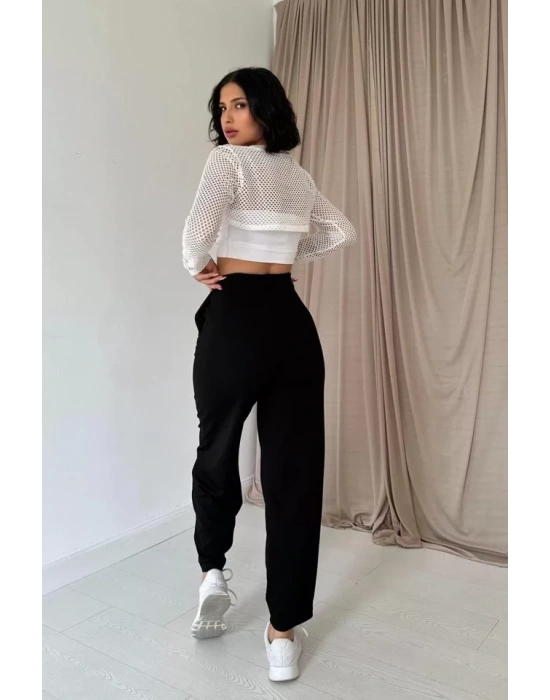 Füme Pensli Lastik Detaylı Pantolon